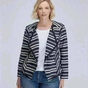 Lane Bryant Black and White Striped Blazer